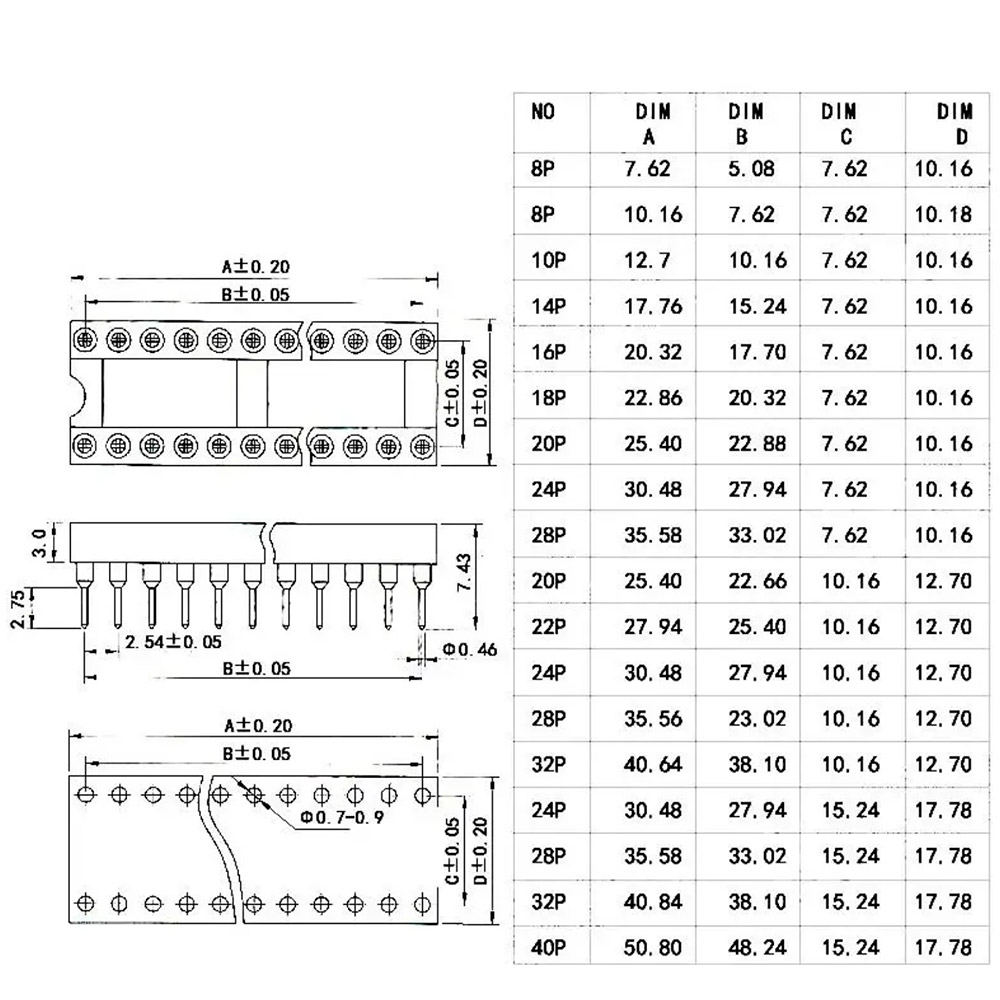 Панель для мікросхеми цангова ICSM-300-24 (2.54)