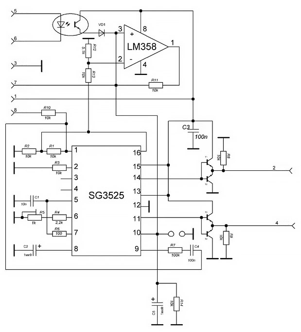 SG3525, LM358 - Модуль генератора та драйвера ШІМ