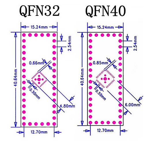 QFN32 QFN44 на DIP адаптер
