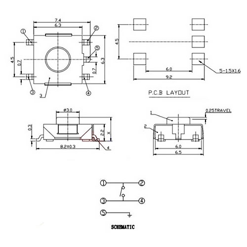 Кнопка тактова SMD 6x6x3.1 мм.