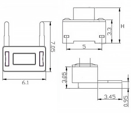 Кнопка тактова кутова 3x6x5 мм.